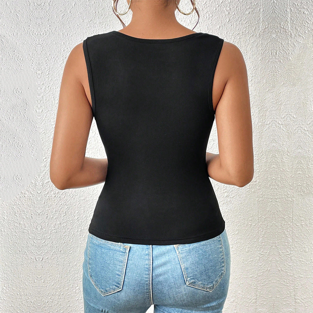 Valenzora | Ärmelloses Top in Unifarbe, leuchtender Look