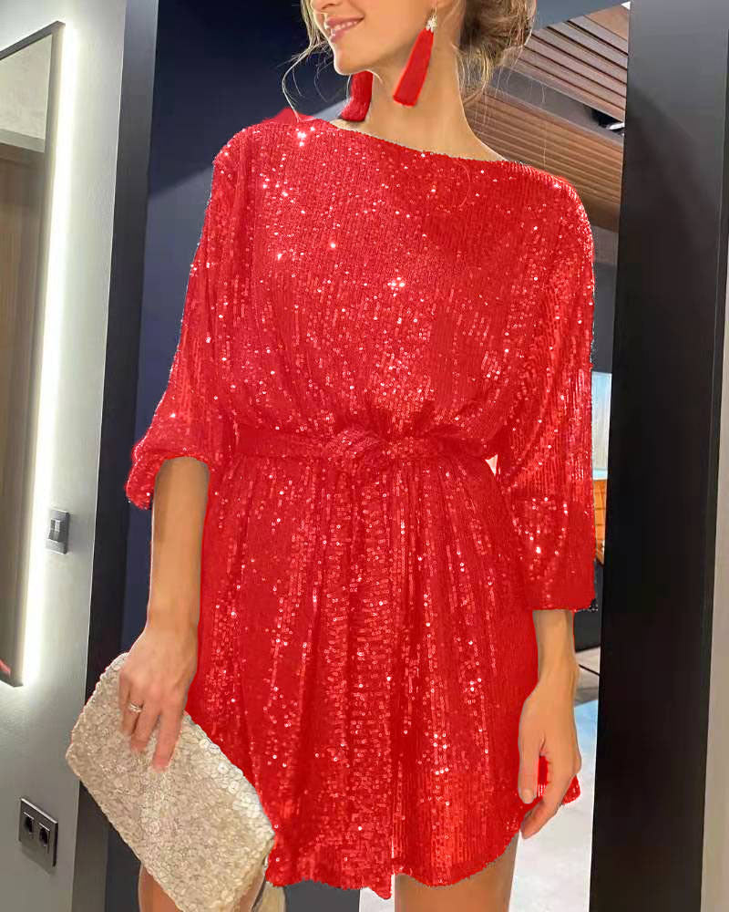 Valenzora | Partykleid mit Pailletten-Gürtel