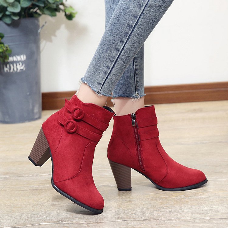 Damen Stiefeletten mit Zierriemen und elegantem Absatz, Größe Valenzora