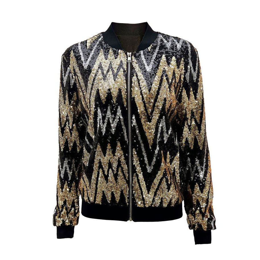 Valenzora | Women's sequined bomber jacket with sparkling design