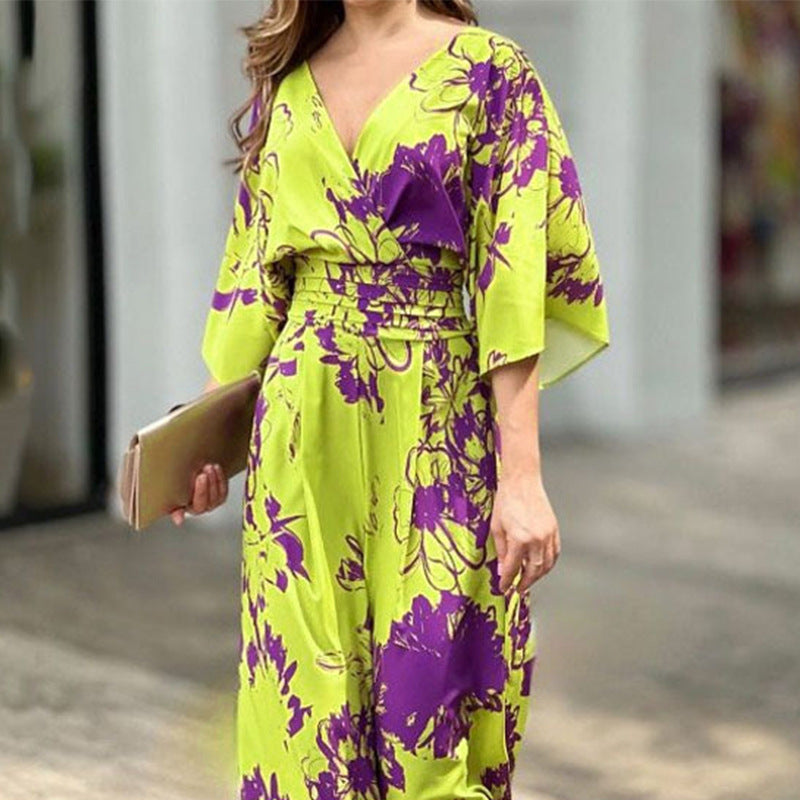 Eleganter Damen-Jumpsuit mit Blumenmuster, Größe