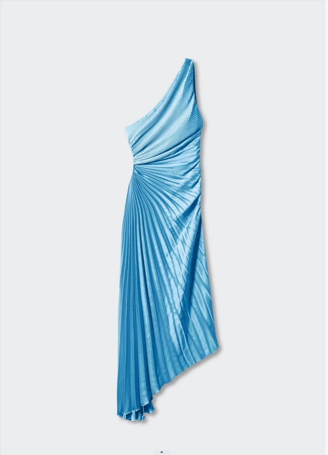 Valenzora | One-Shoulder-Plisseekleid in Midilänge