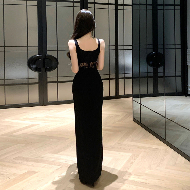 Valenzora | Trägerloses Abendkleid mit hohem Beinschlitz und Spitze