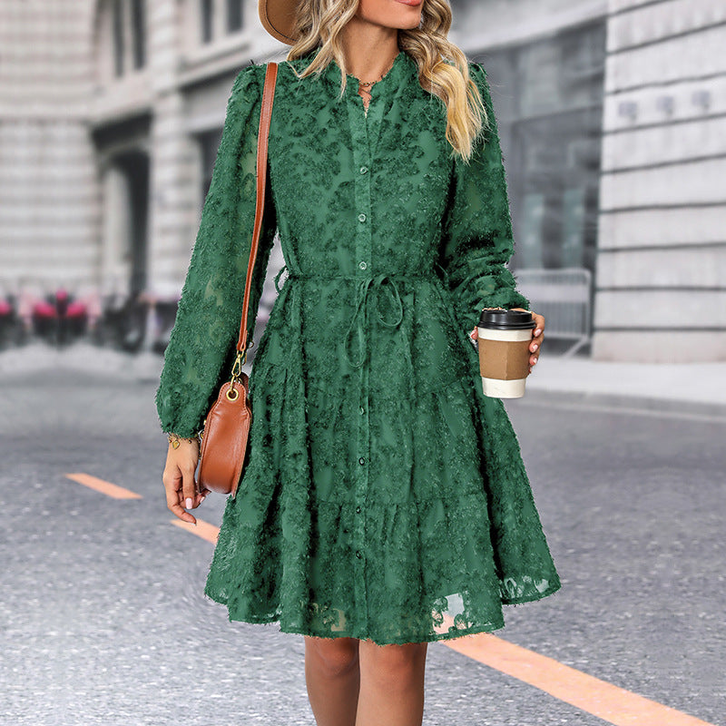 Women's blouse dress with high neckline and playful design, size Valenzora