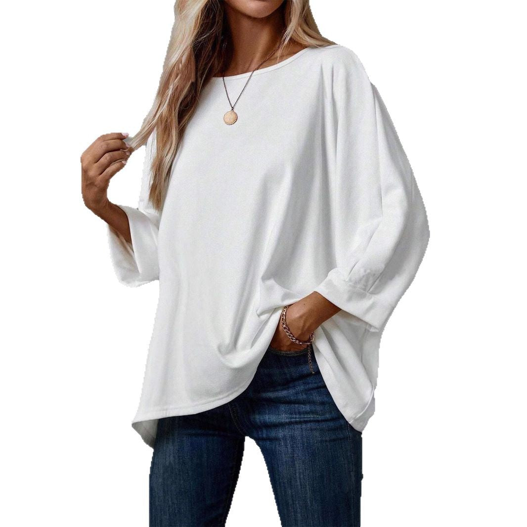 Damen lässiges Oversize-T-Shirt mit weiter Passform und stilvollem Rundhalsausschnitt, Größe [size]
