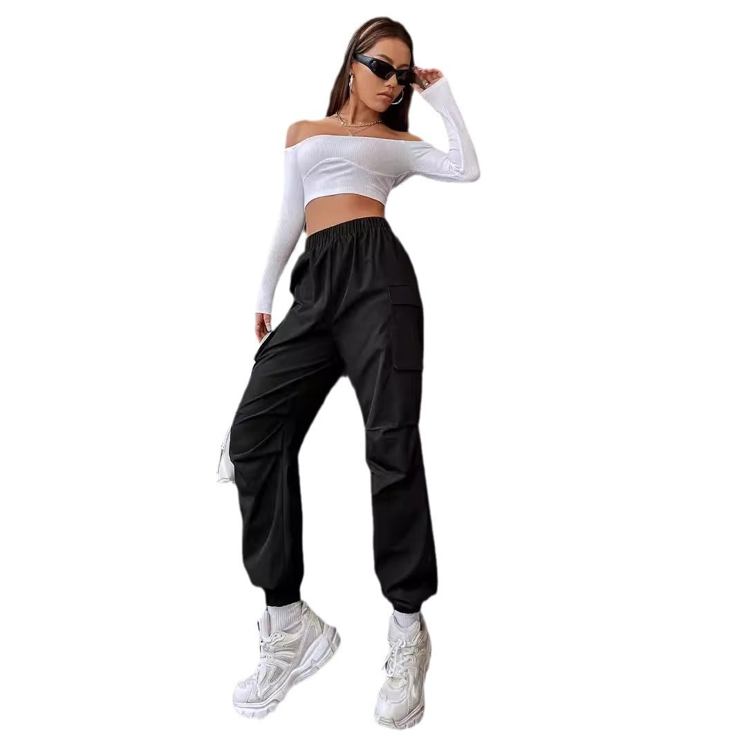 Damen-Cargohose mit elastischem Bund und praktischen Taschen, Größe S