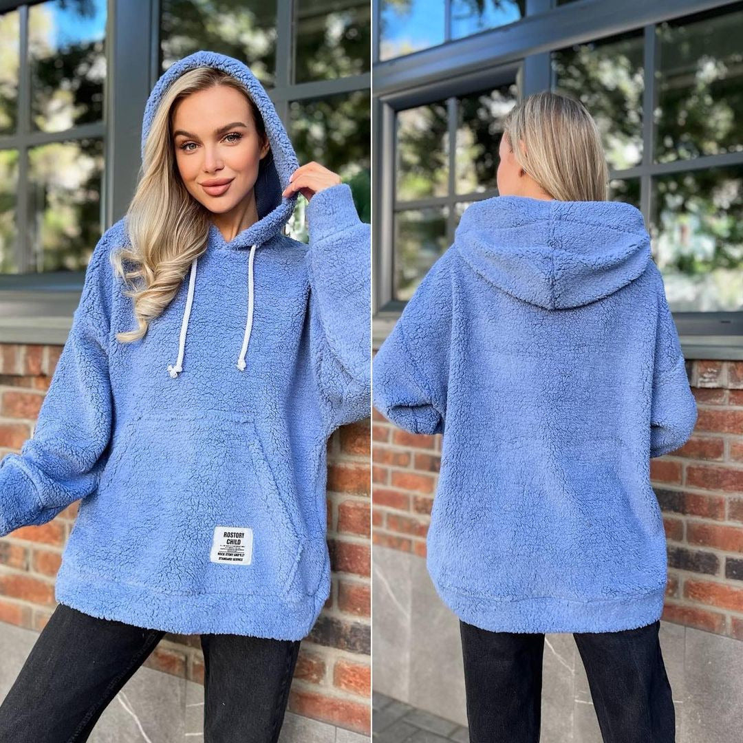 Damen Kuscheliger Fleece-Kapuzenpullover, Größe