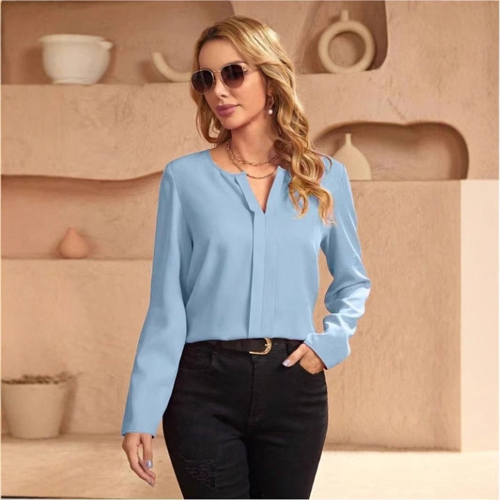 Valenzora | Women's Satin Blouse Imitation Silk Shirt
