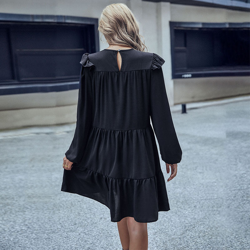 Damen-Midikleid mit Rüschen und voluminösem Rock, Größe [size missing]