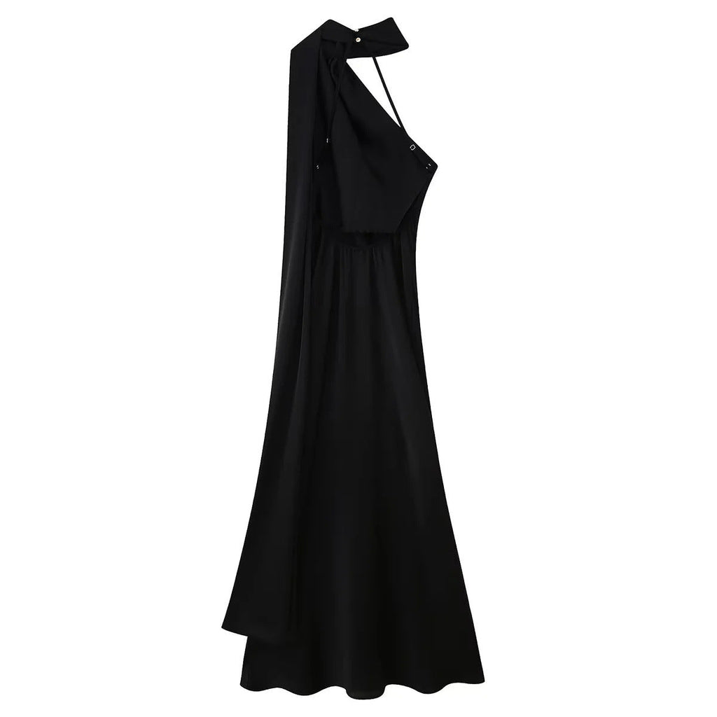 Damenabendkleid mit elegantem Stehkragen und voluminösem Cape, Größe S
