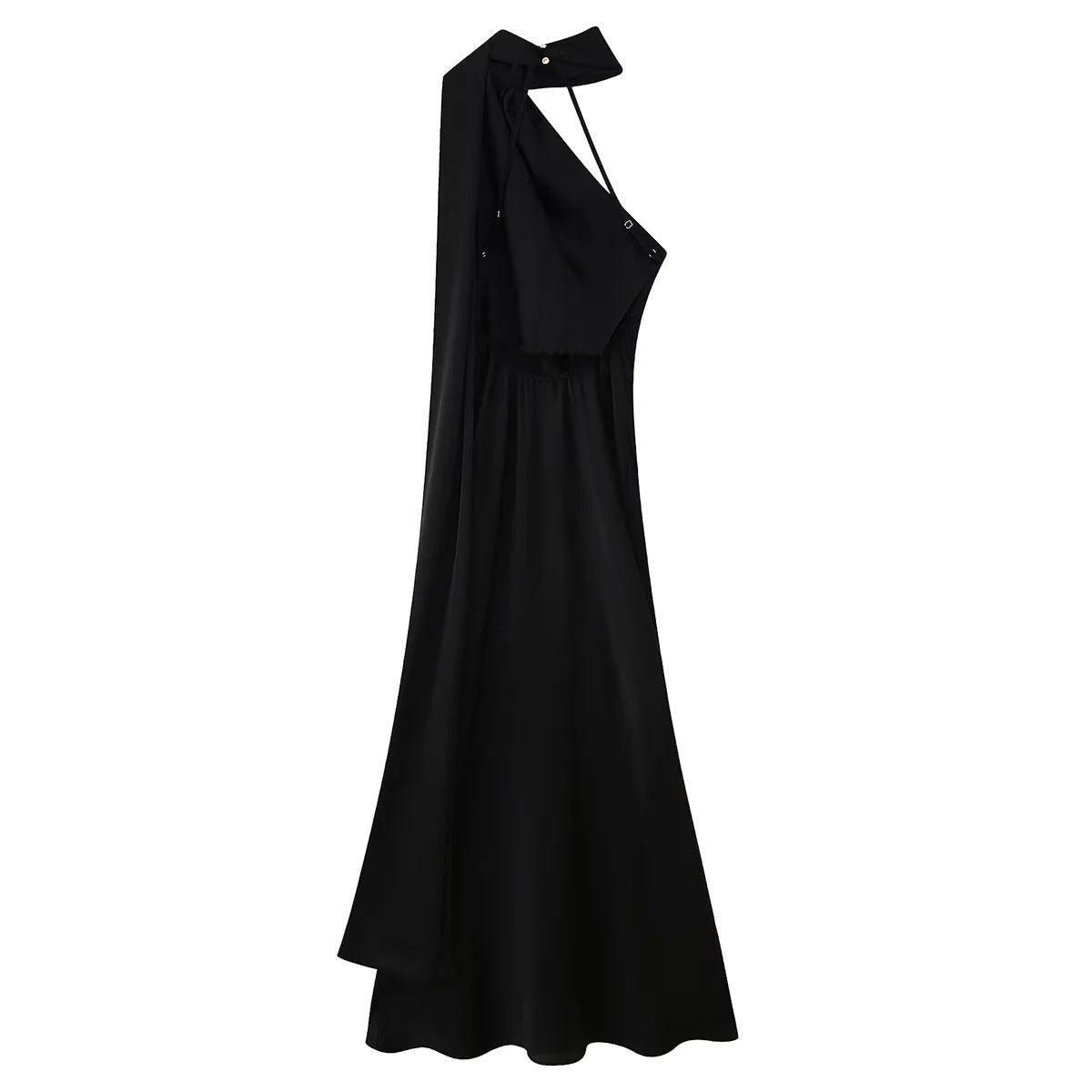 Damenabendkleid mit elegantem Stehkragen und voluminösem Cape, Größe S