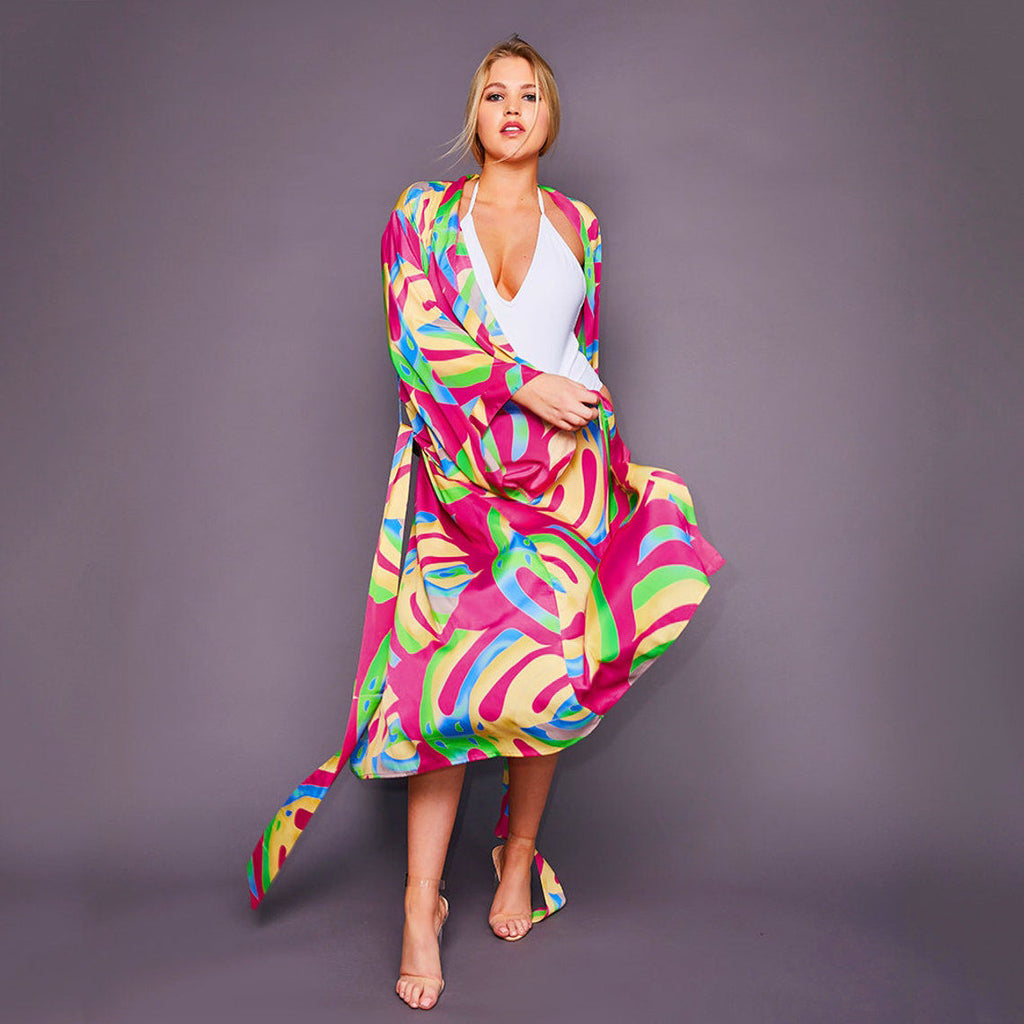 Damen-Kimono-Robe mit Leopardenmuster, Größe