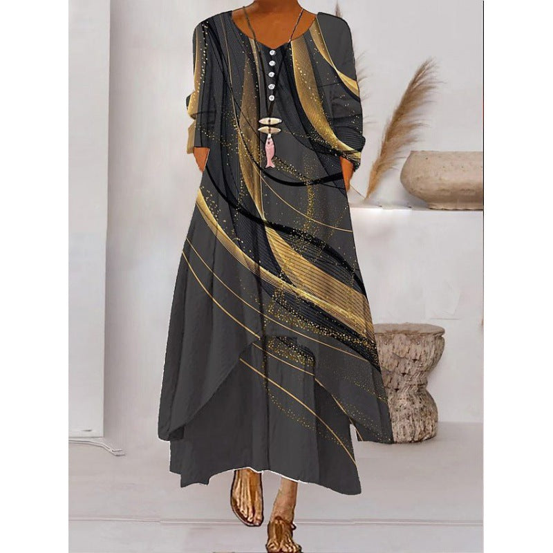 Valenzora | Maxi dress with long sleeves and button closure