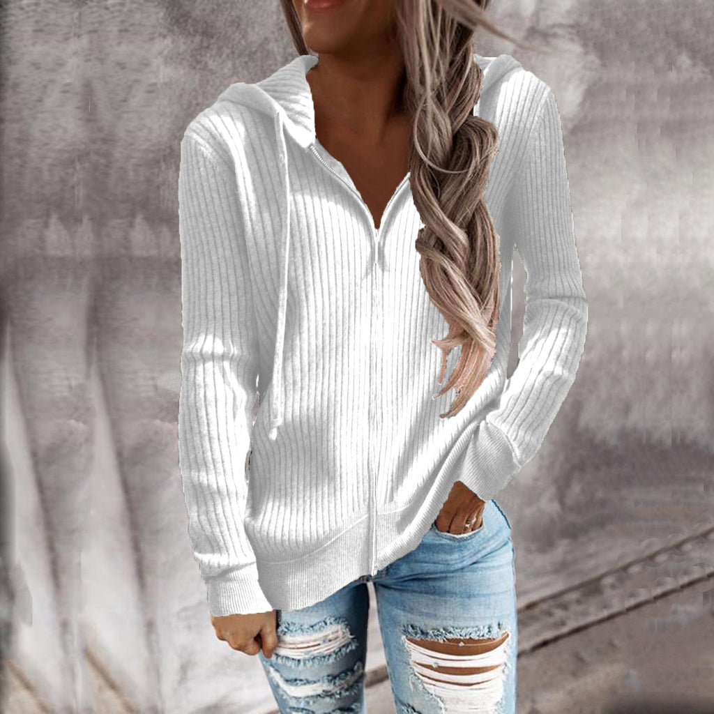 Women's sporty hooded jacket with structured ribbed texture and practical pockets, size S