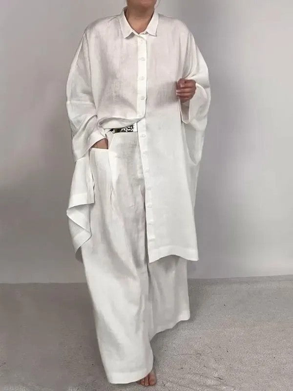 Valenzora | Solid Color Wide Leg Two-Piece Set
