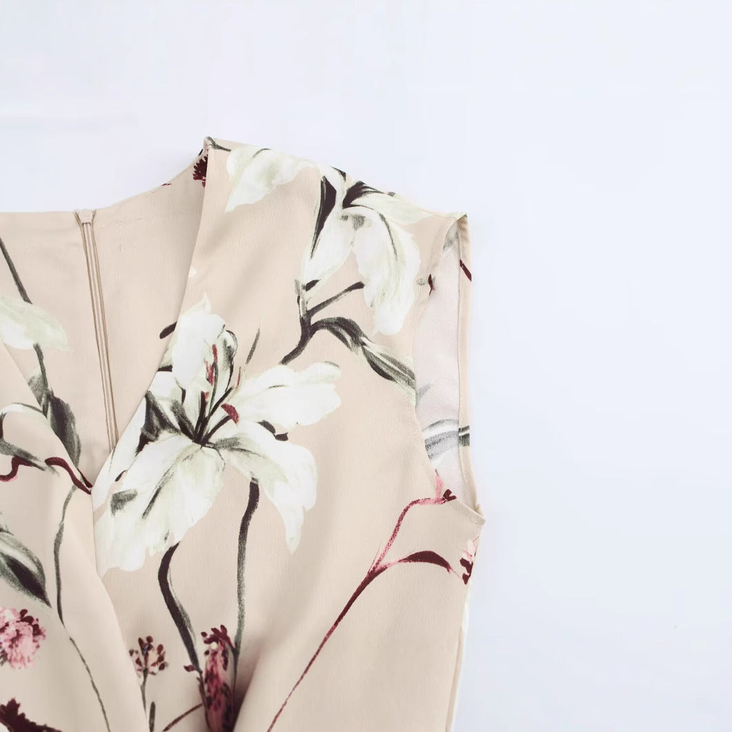 Valenzora | Midikleid mit V-Ausschnitt und strukturiertem Blumenmuster