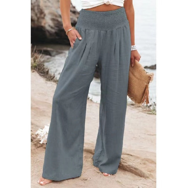 Valenzora | Cotton Linen Trousers with High Waist