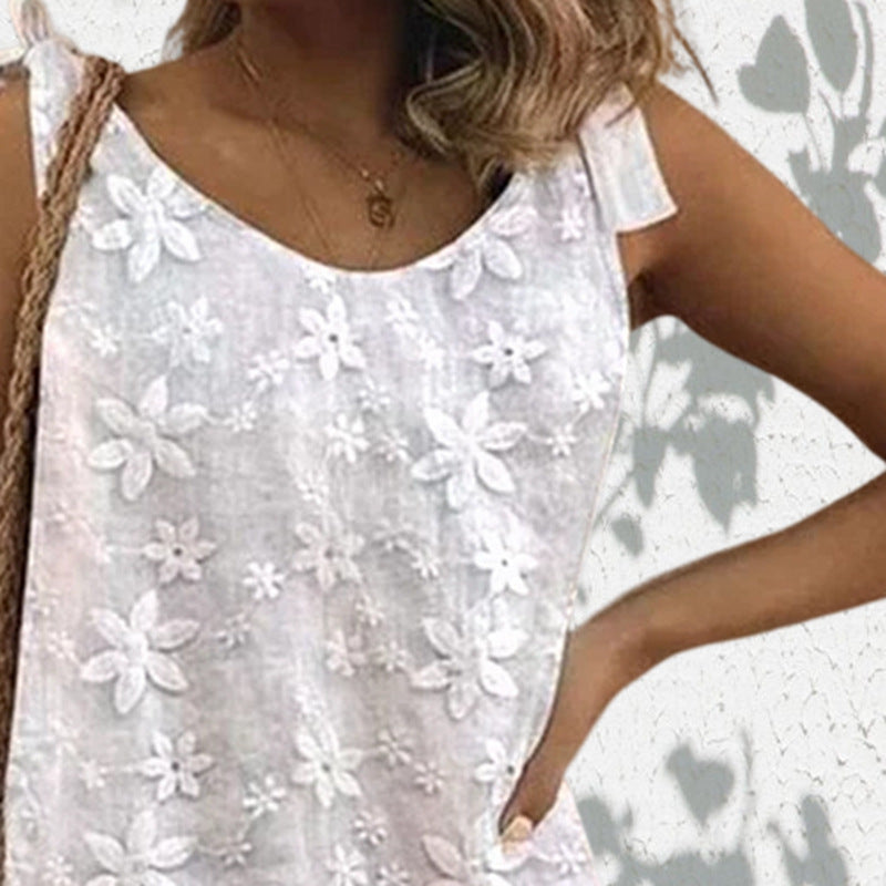 Damen-Jumpsuit mit floraler Stickerei und luftiger Passform, Größe