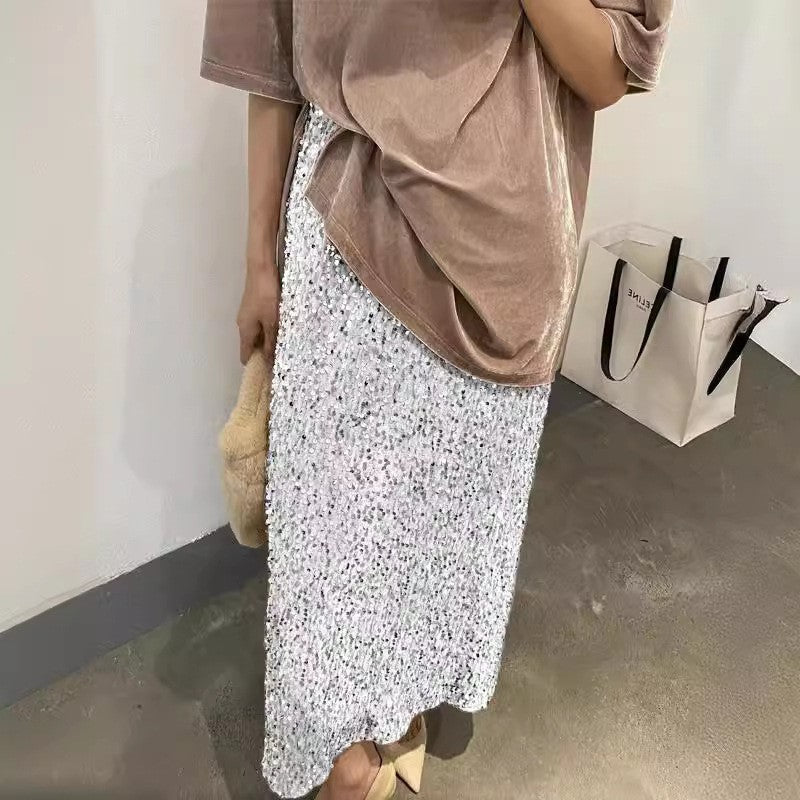 Valenzora | Damen Freizeit Mode Einfacher Paillettenrock