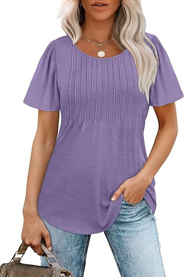 Damen-Sommer-T-Shirt mit Falten-Design, Größe