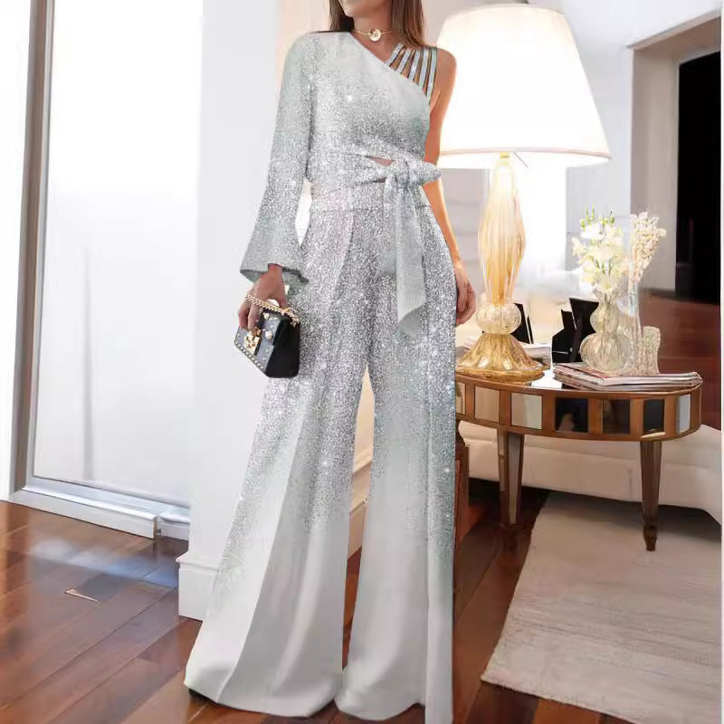 Valenzora | Carmen-Oberteil und Hose mit weitem Bein