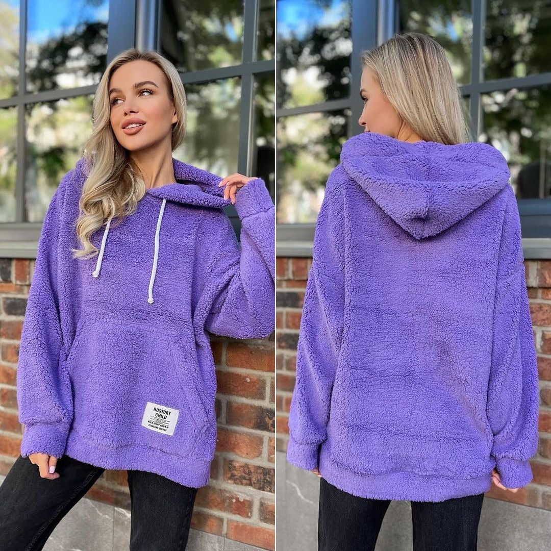 Damen Kuscheliger Fleece-Kapuzenpullover, Größe