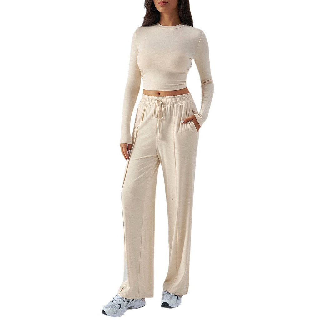 Women's casual two-piece set with a loose-fitting top and elasticated trousers, size