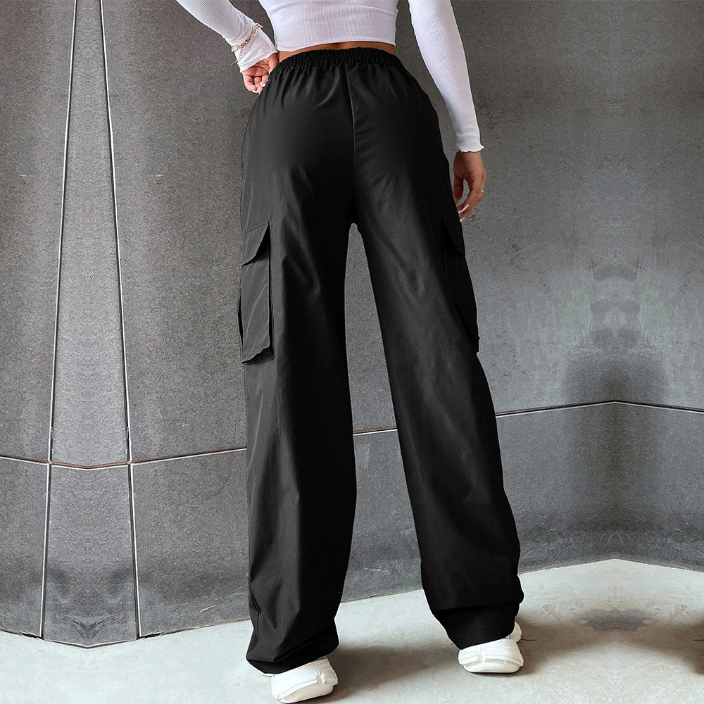 Damen-Cargohose mit elastischem Bund und seitlichen Taschen, Größe