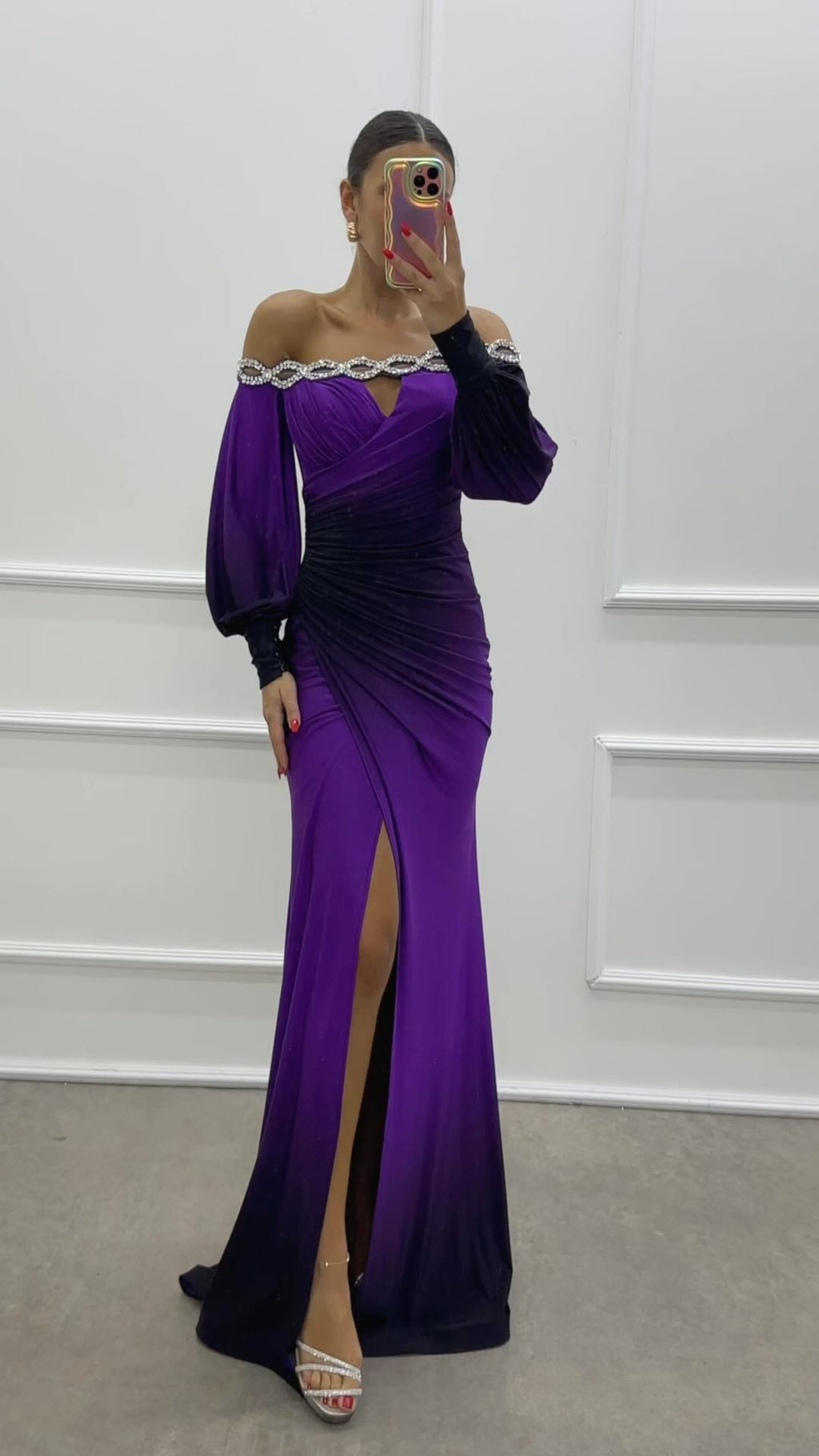 Valenzora | Party dress with camisole and positioned slit in a wide A-line silhouette