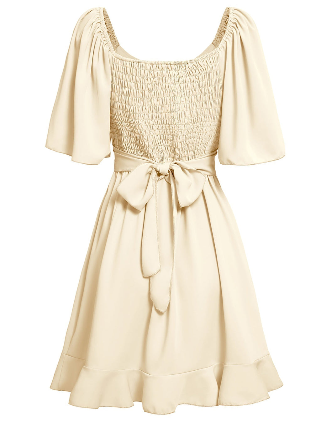 Valenzora | Casual Cross V-Neck Short Sleeve Wrap Solid Color Mini Dress