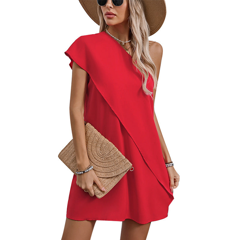 Damen-Partykleid, asymmetrisch, One-Shoulder-Design, Größe