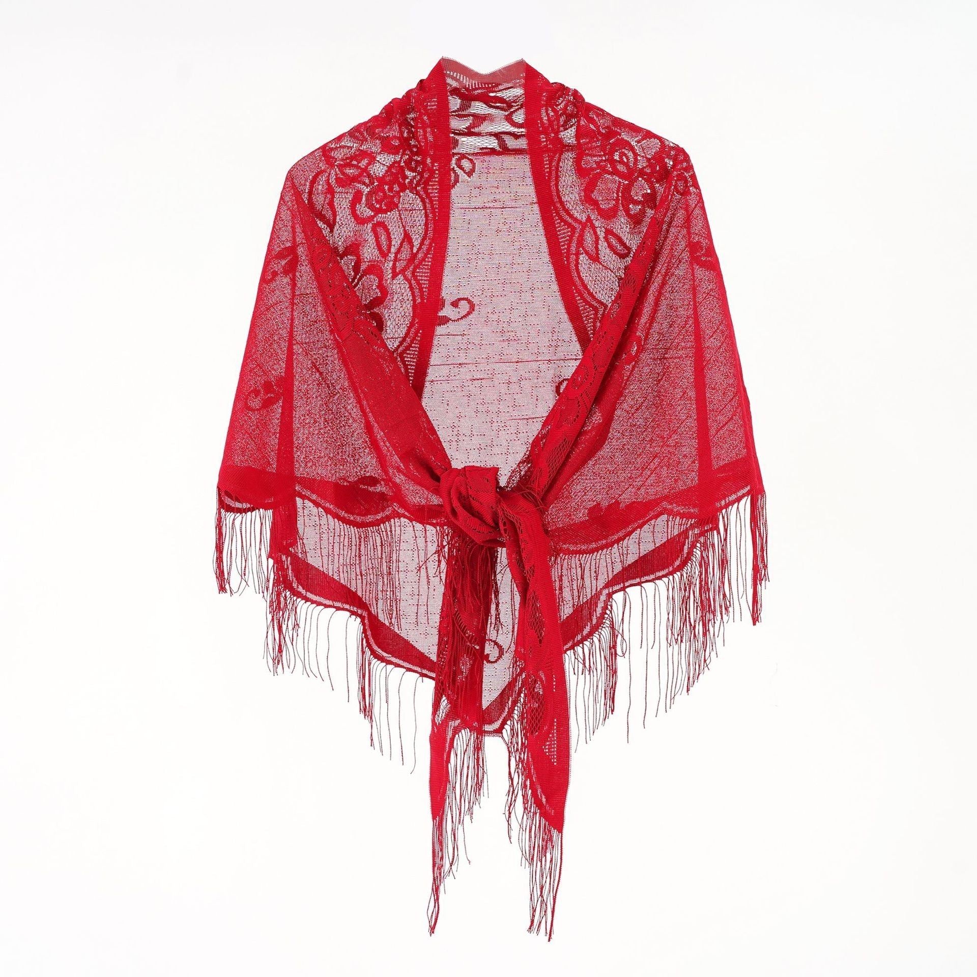 Elegantes Chiffon-Tuch für Damen mit kunstvollen Fransen, Größe
