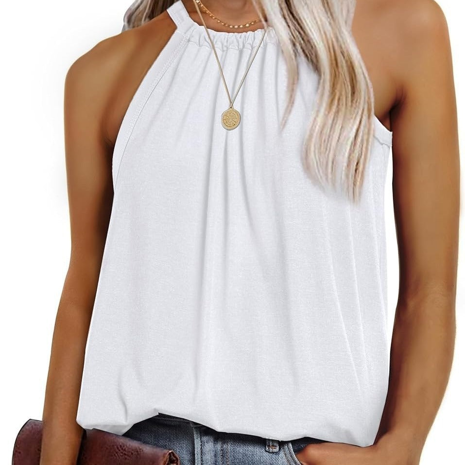 Ärmelloses Damen-Top mit elegantem Wickeldesign und fließendem Stoff, Größe S