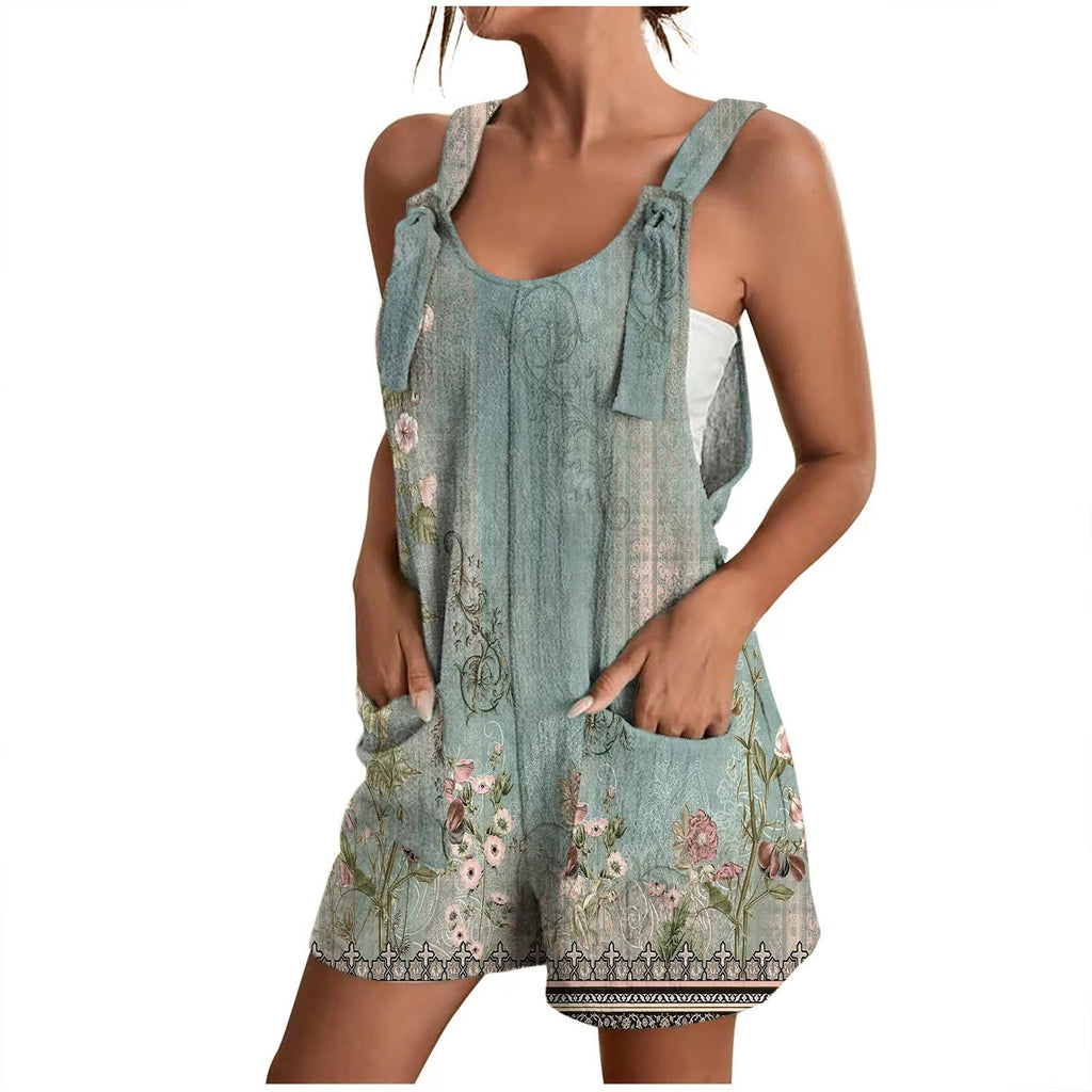 Luftiger Damen-Overall mit Blumenmuster und praktischen Taschen, Größe S