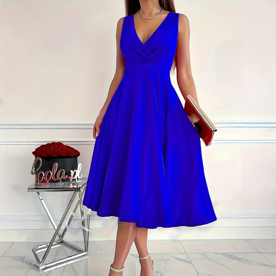 Valenzora | Einfarbiges Tanktop-Kleid mit asymmetrischem Ausschnitt