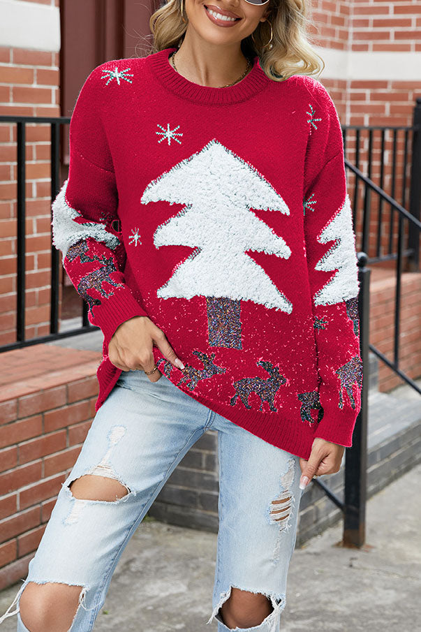 Size Plush Christmas Tree Sweater Knit Sweater