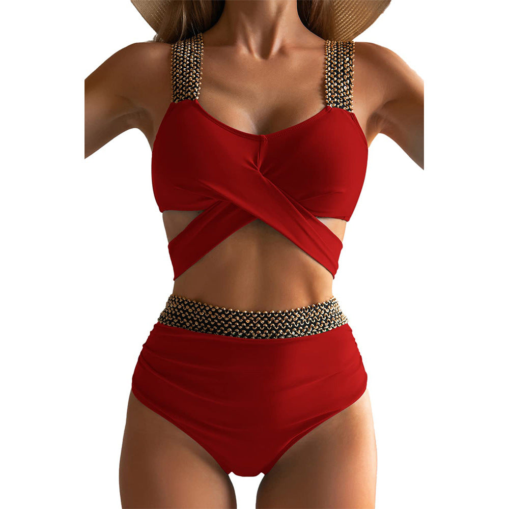Women's high-cut bikini with fashionable wrap top and glamorous accents, size Valenzora