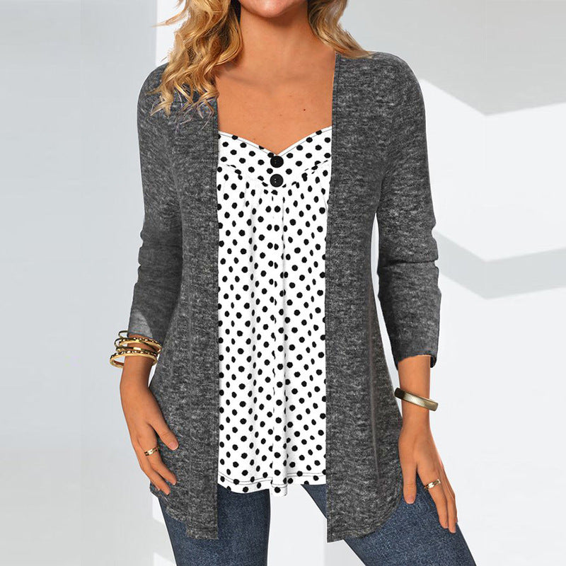 Women's cardigan with a glossy finish and relaxed drape, size S