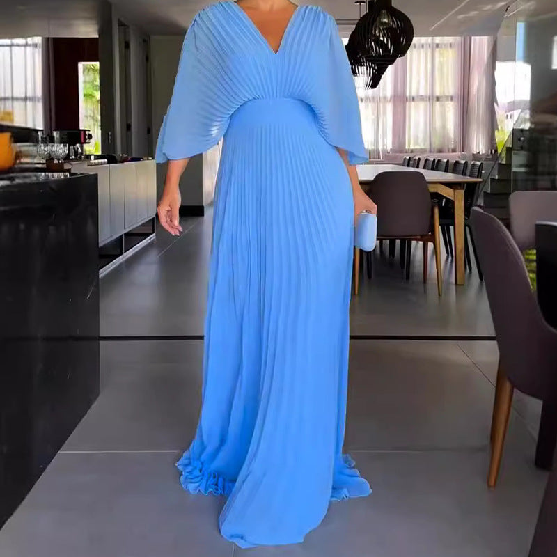 Valenzora | Lebendiges plissiertes Maxikleid