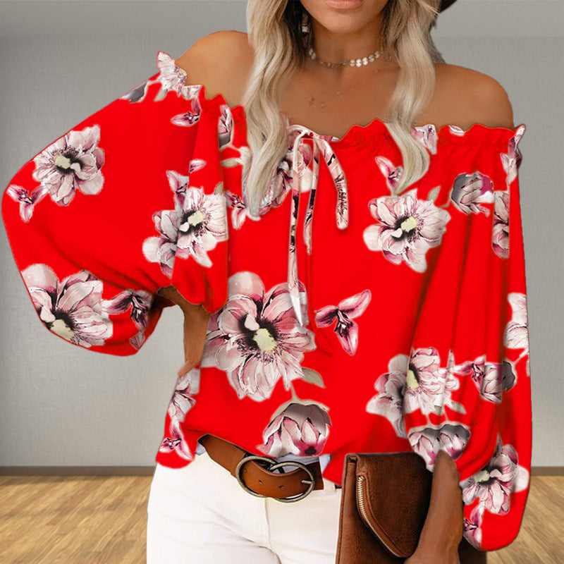 Damen Carmen-Bluse mit Blumenmuster, Größe