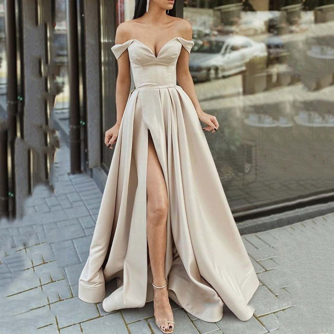 Valenzora | V-Ausschnitt, Rückenausschnitt, ausgestellter Schlitz, langes Kleid