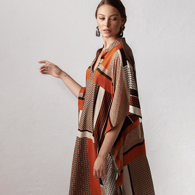 Women's Kaftan with Casual Cut and Elegant V-Neck Drune