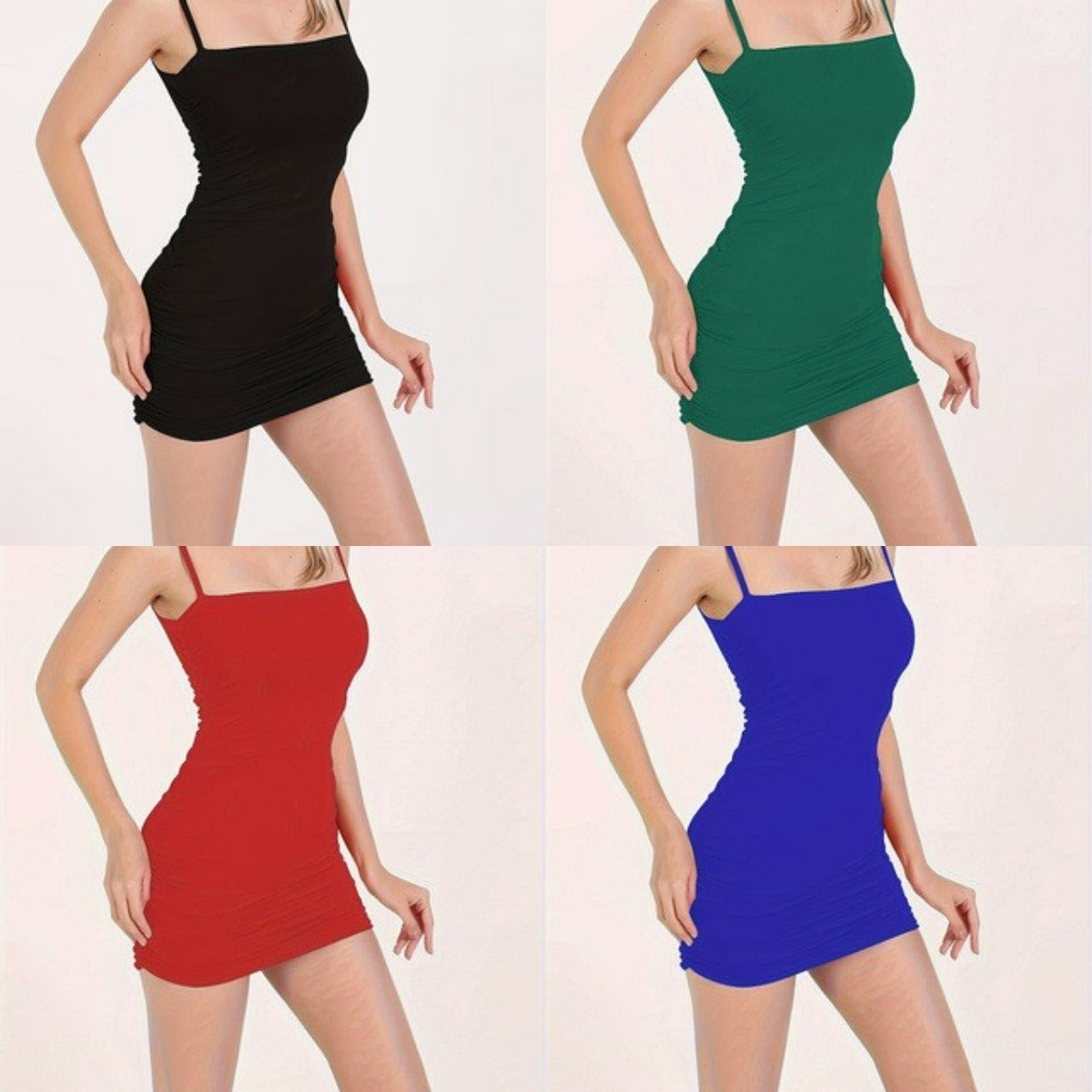 Figurbetontes Damen-Minikleid mit verstellbaren Trägern und Raffungen, Größe [size]