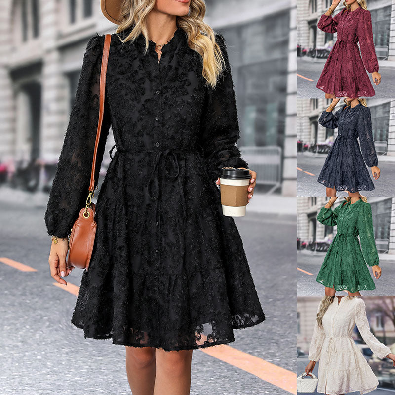 Women's blouse dress with high neckline and playful design, size Valenzora
