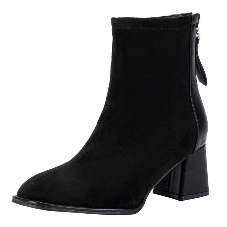 Women's ankle boots with elegant block heel and soft upper material, size Valenzora