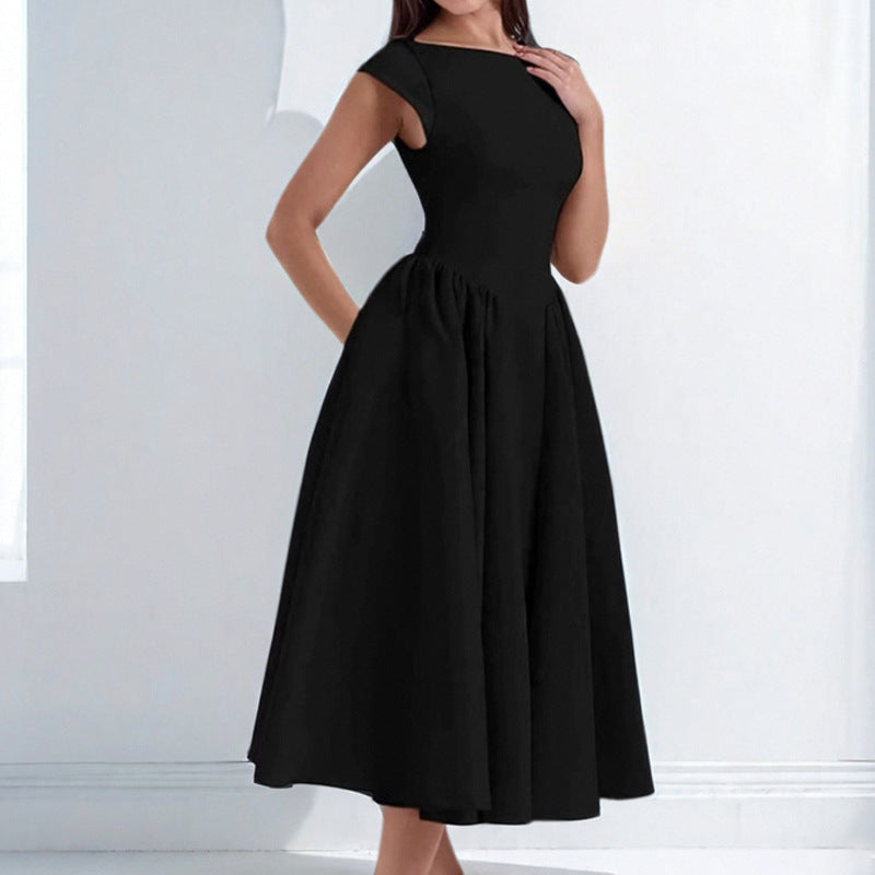 Elegantes Midi-Kleid für Damen mit figurbetontem Oberteil und fließendem Rock, Größe
