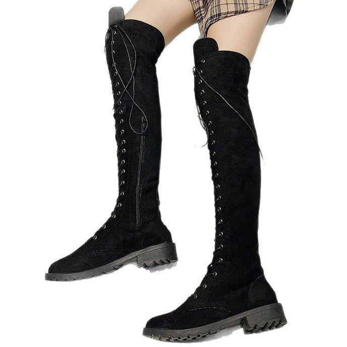 Overknee-Stiefel für Damen mit edler Schnürung und robuster Sohle, Größe Valenzora