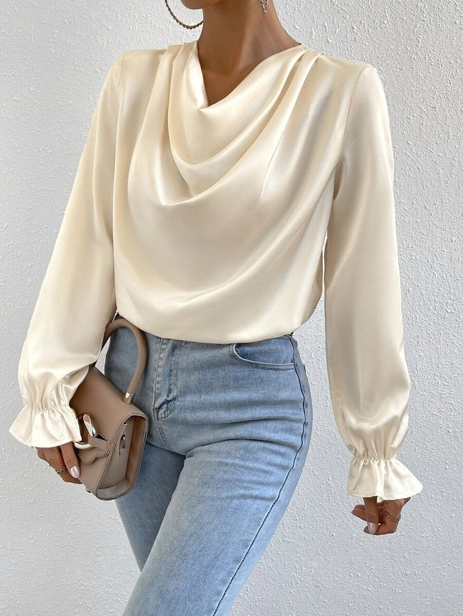Valenzora | Satinbluse mit langen Ärmeln