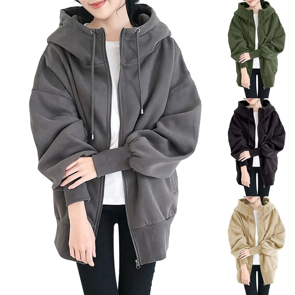 Valenzora | Hooded Long Zip-Up Fleece Hoodies