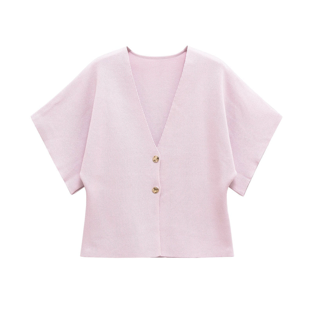 Women's lightweight cardigan with an elegant V-neck and luxurious button details, size S